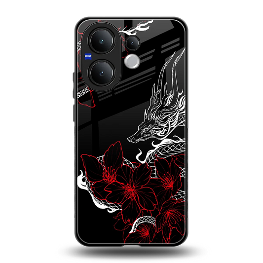 Fiery Petals back phone cover | glass case for vivo v60