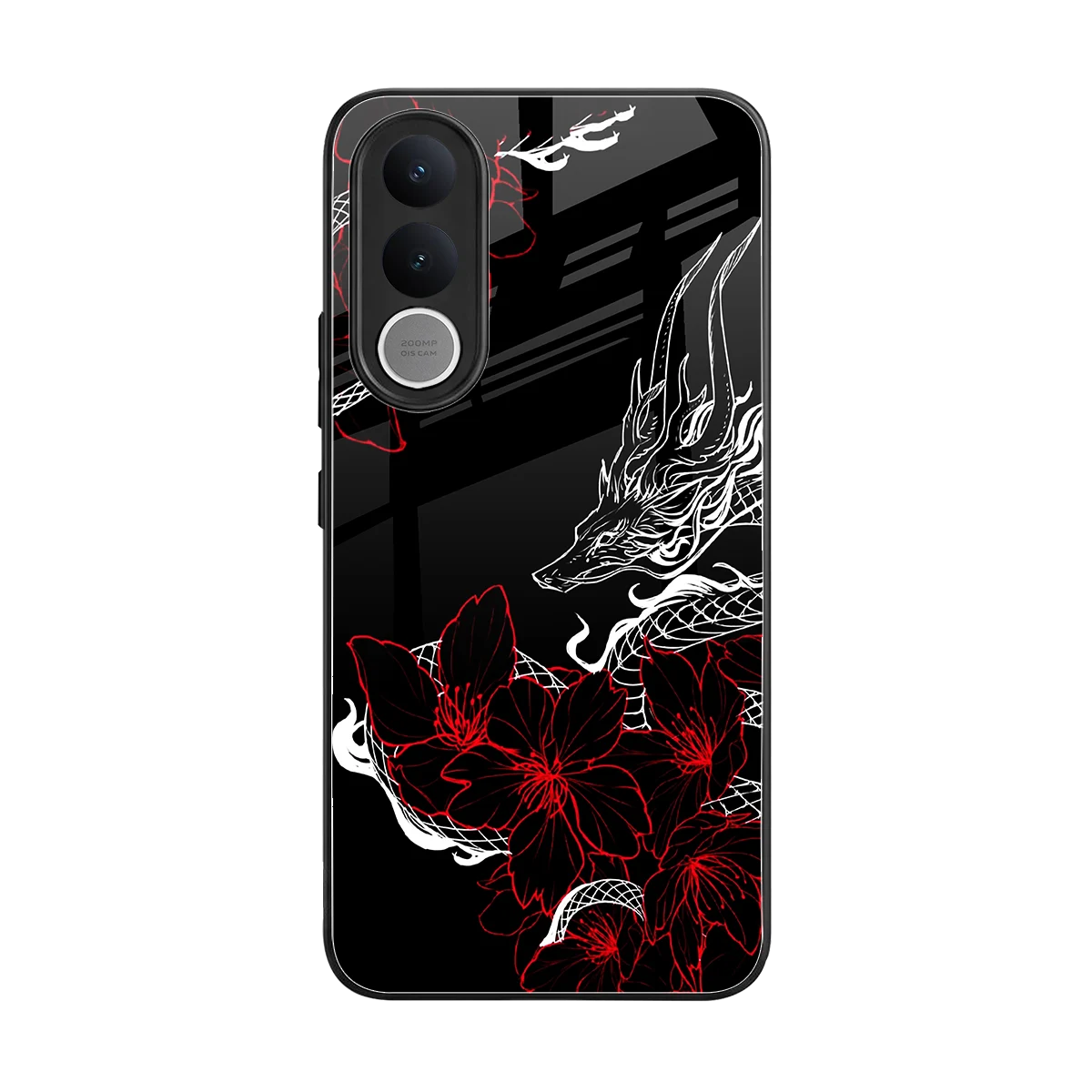 Fiery Petals back phone cover | glass case for vivo v70 fe