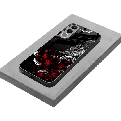 Fiery Petals stylish phone case for vivo v70 fe | glossy glass and slim fit