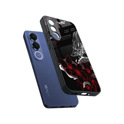 Fiery Petals sleek vivo v70 fe cover with tempered glass back and TPU edges