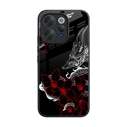 Fiery Petals back phone cover | glass case for vivo v70