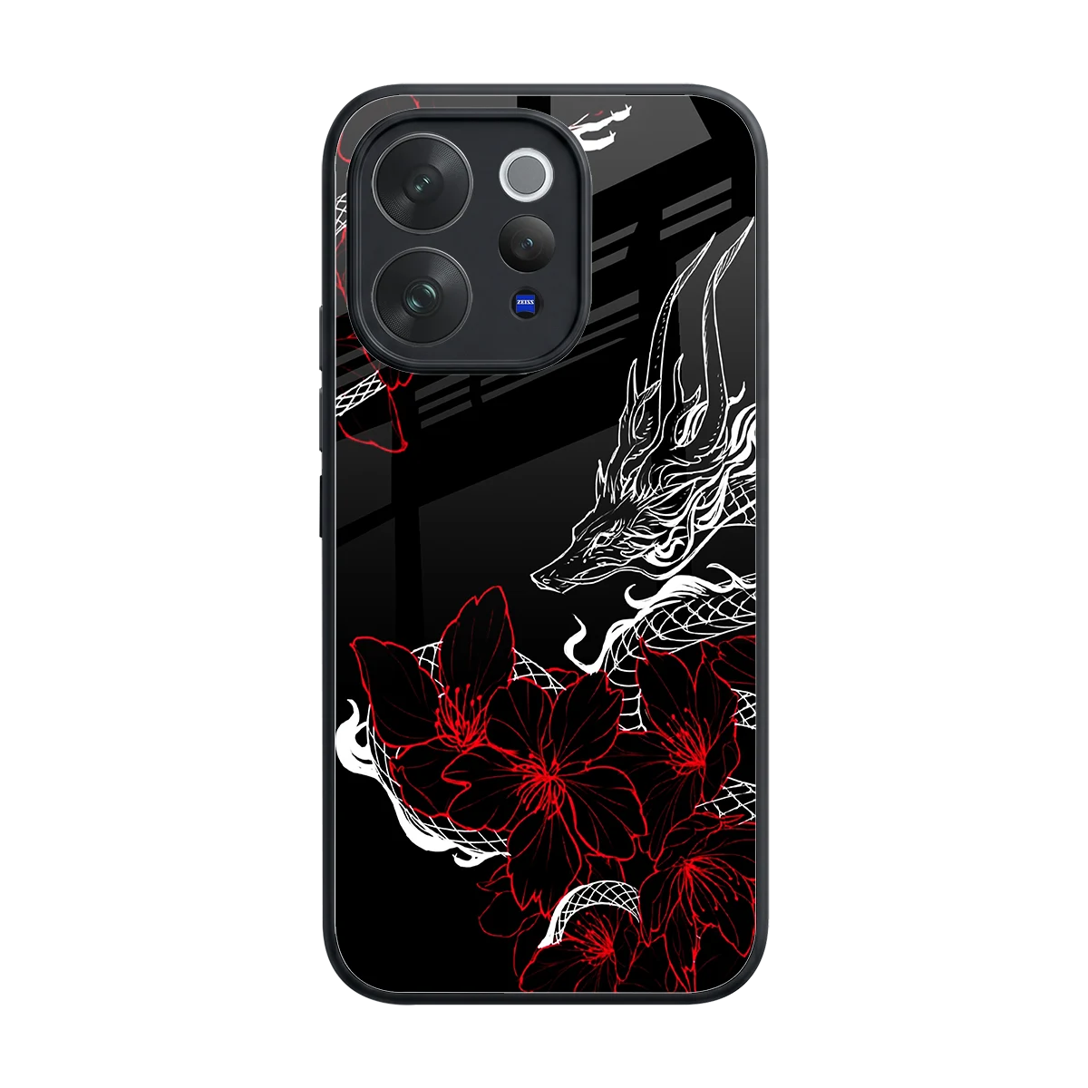 Fiery Petals back phone cover | glass case for vivo v70 elite