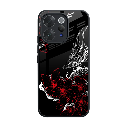 Fiery Petals back phone cover | glass case for vivo v70 elite