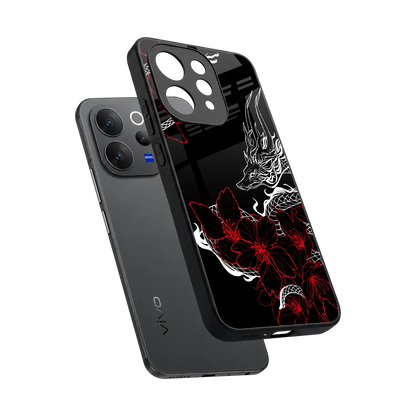 Fiery Petals sleek vivo v70 elite cover with tempered glass back and TPU edges