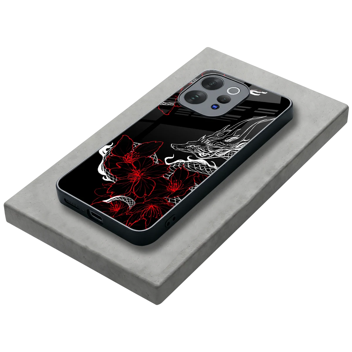 Fiery Petals stylish phone case for vivo v70 | glossy glass and slim fit