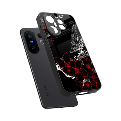 Fiery Petals sleek vivo x200 fe cover with tempered glass back and TPU edges
