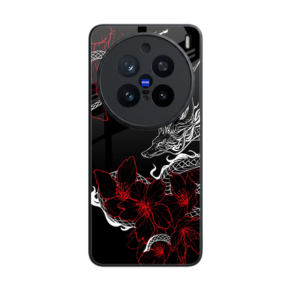 Fiery Petals back phone cover | glass case for vivo x200 pro