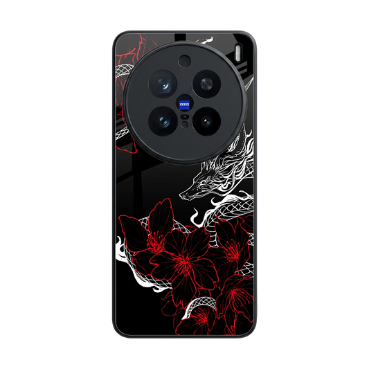 Fiery Petals back phone cover | glass case for vivo x200 pro