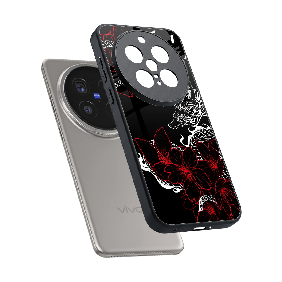 Fiery Petals sleek vivo x200 pro cover with tempered glass back and TPU edges