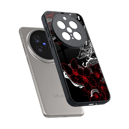 Fiery Petals sleek vivo x200 pro cover with tempered glass back and TPU edges
