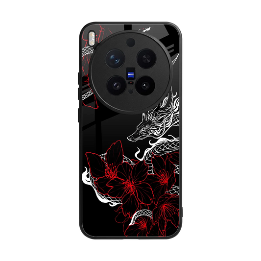 Fiery Petals back phone cover | glass case for vivo x300 pro