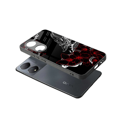 Fiery Petals sleek Vivo-y100 cover with tempered glass back and TPU edges