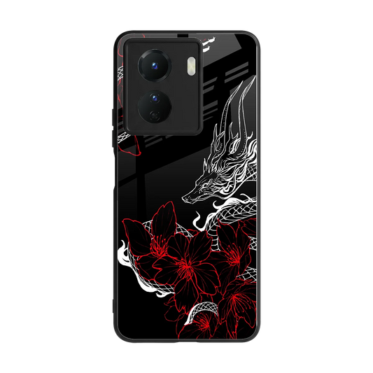 Fiery Petals back phone cover | glass case for vivo y16
