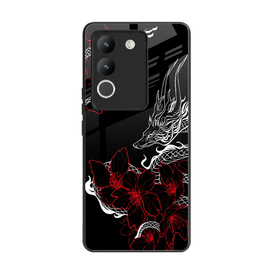 Fiery Petals back phone cover | glass case for vivo y200 5g