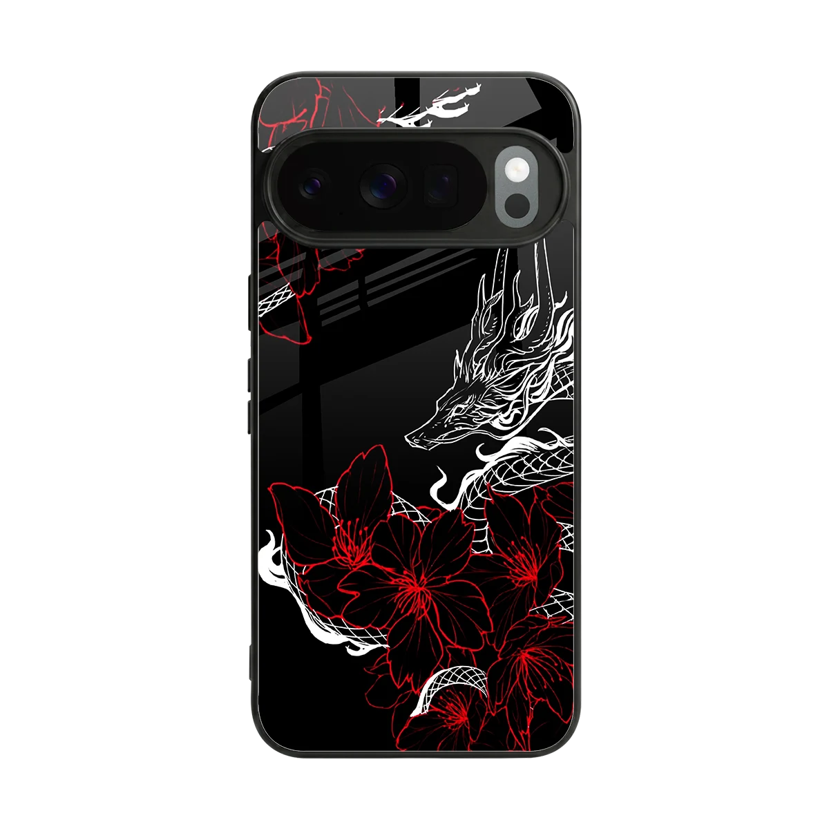 Fiery Petals back phone cover | glass case for google pixel 10 pro