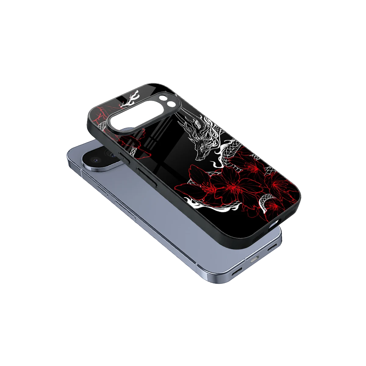 Fiery Petals sleek google pixel 10 pro cover with tempered glass back and TPU edges