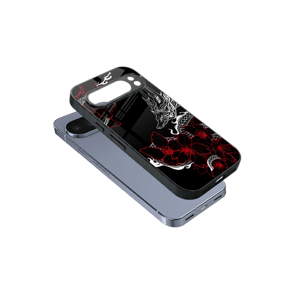 Fiery Petals sleek google pixel 10 pro cover with tempered glass back and TPU edges
