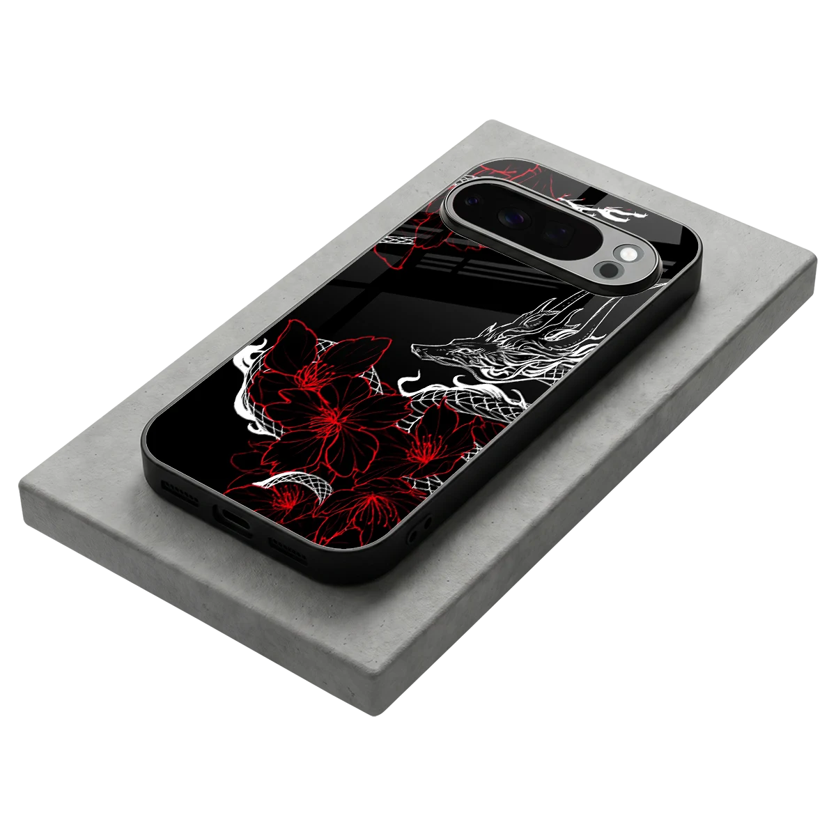 Fiery Petals stylish phone case for google pixel 10 pro | glossy glass and slim fit