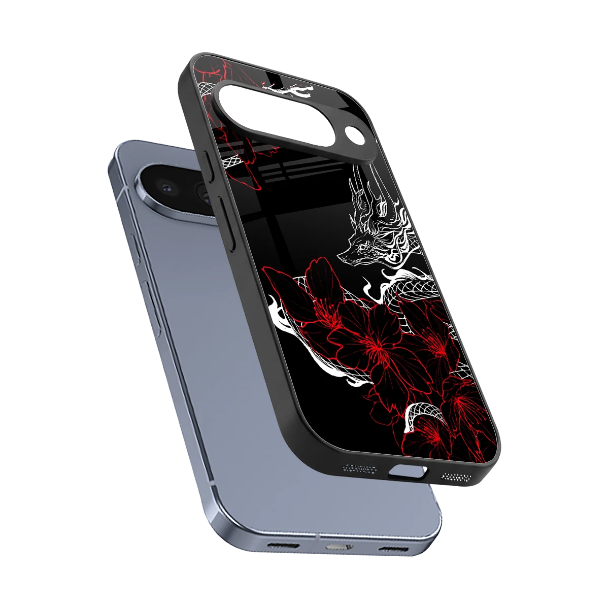 Fiery Petals sleek google pixel 10 cover with tempered glass back and TPU edges