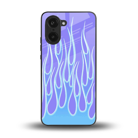 Flames Blue back phone cover | glass case for oneplus nord ce5 5g