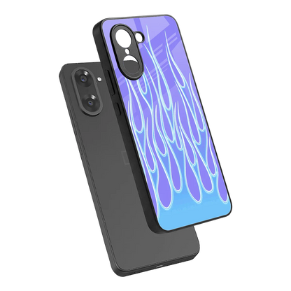 Flames Blue sleek oneplus nord ce5 5g cover with tempered glass back and TPU edges
