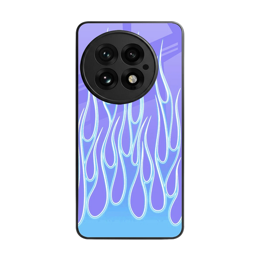 Flames Blue back phone cover | glass case for oneplus 13