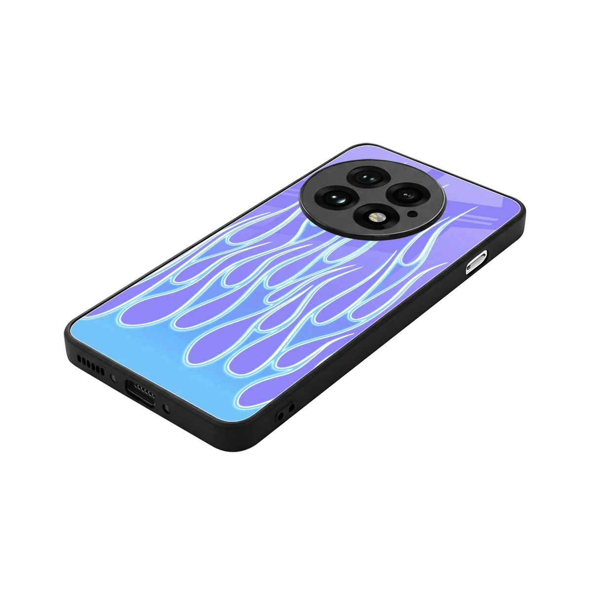 Flames Blue stylish phone case for oneplus 13 | glossy glass and slim fit