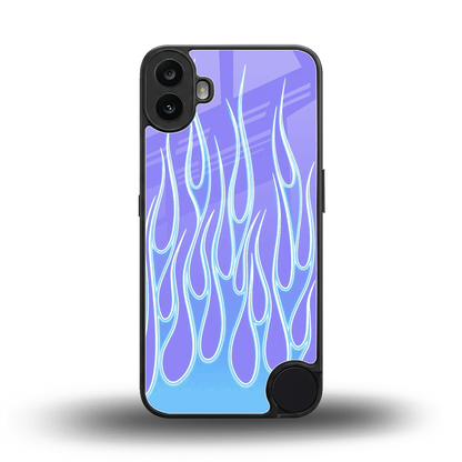 Flames Blue back phone cover | glass case for cmf nothing phone 1