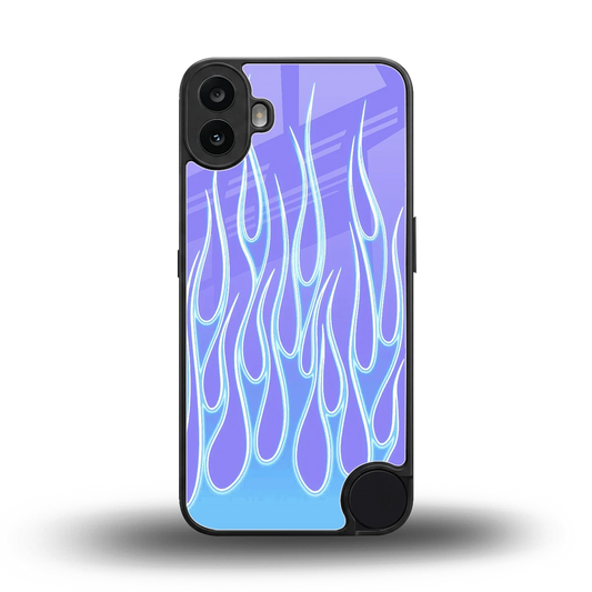 Flames Blue back phone cover | glass case for cmf nothing phone 1