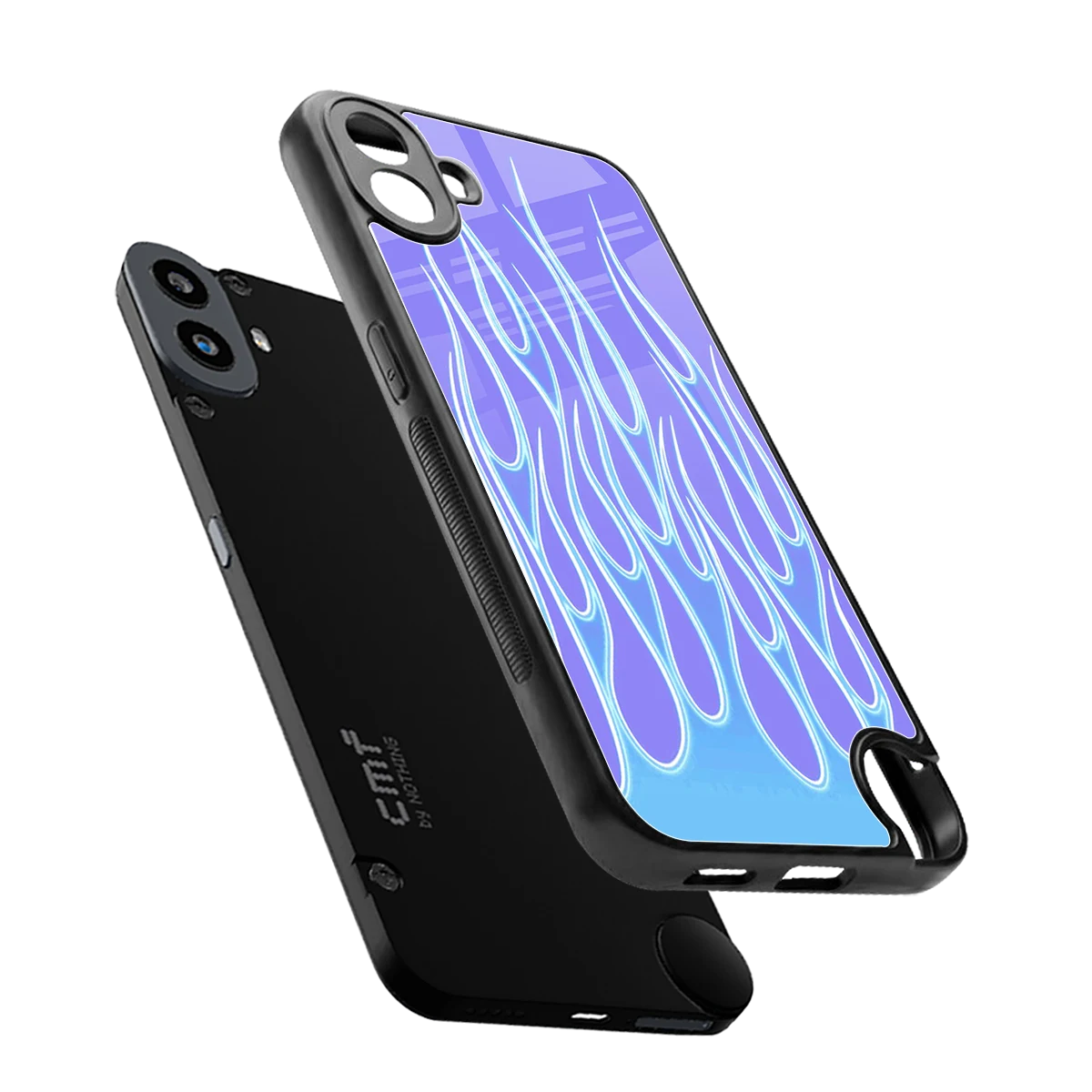 Flames Blue sleek cmf nothing phone 1 cover with tempered glass back and TPU edges