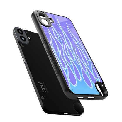Flames Blue sleek cmf nothing phone 1 cover with tempered glass back and TPU edges