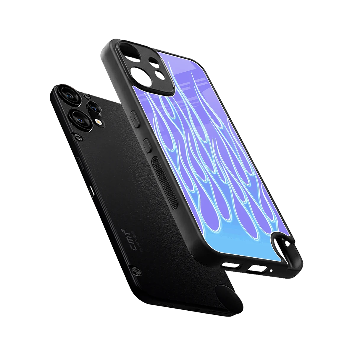 Flames Blue sleek cmf nothing phone 2 pro cover with tempered glass back and TPU edges