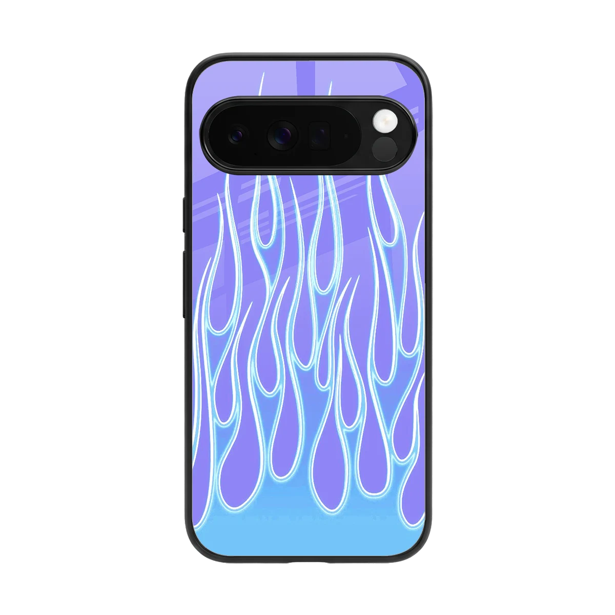 Flames Blue back phone cover | glass case for google pixel 10 pro xl