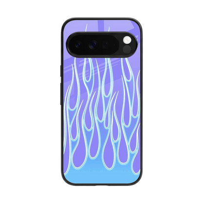 Flames Blue back phone cover | glass case for google pixel 10 pro xl