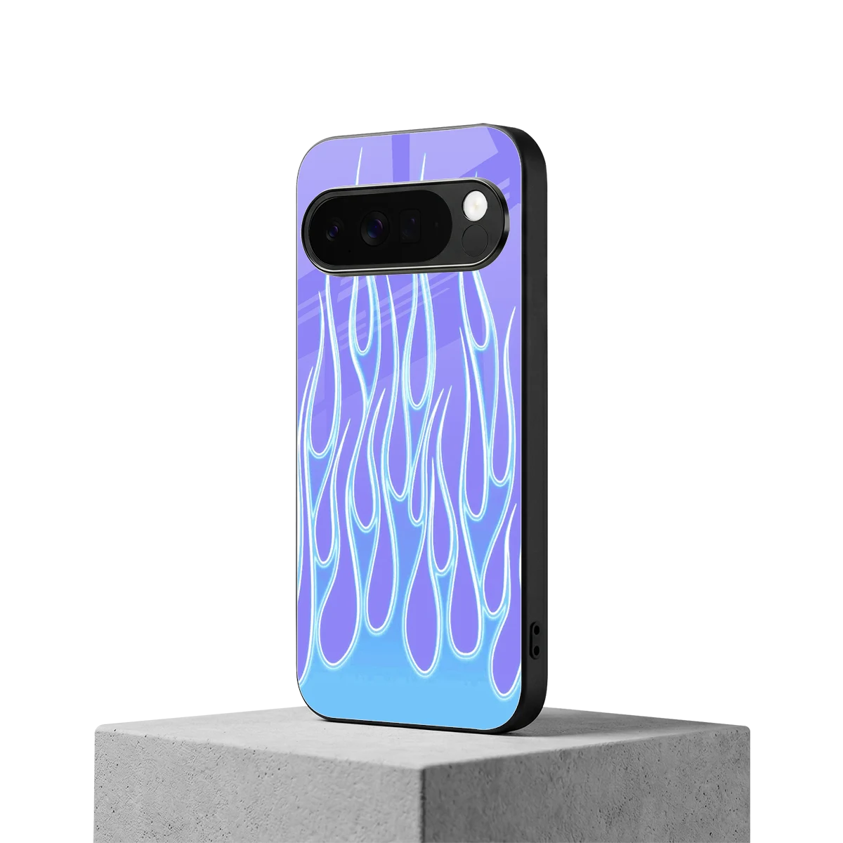Flames Blue google pixel 10 pro xl mobile cover | shockproof glass phone case