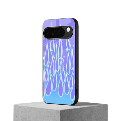 Flames Blue google pixel 10 pro xl mobile cover | shockproof glass phone case