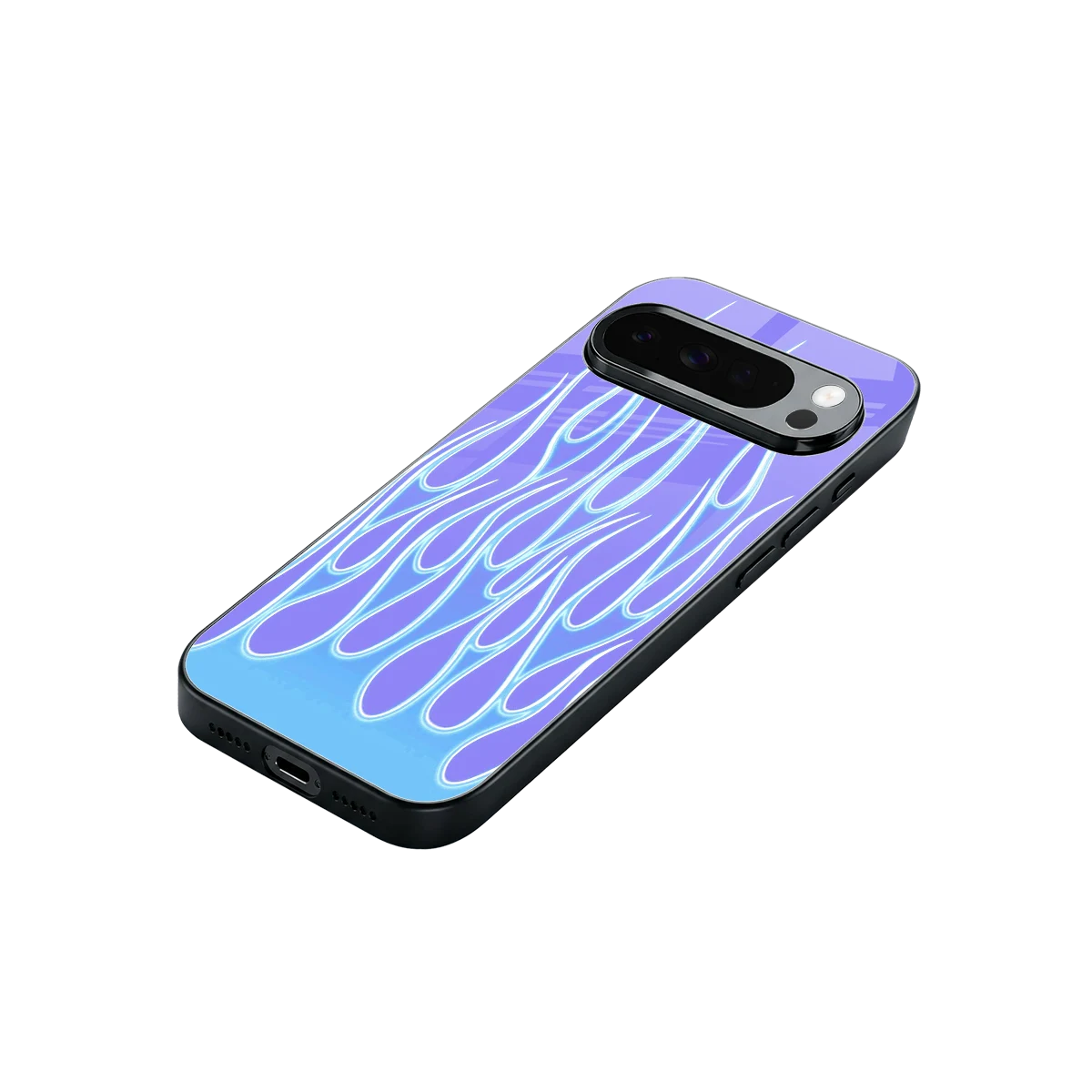Flames Blue stylish phone case for google pixel 10 pro xl | glossy glass and slim fit