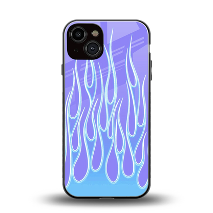 Flames Blue back phone cover | glass case for iphone 14