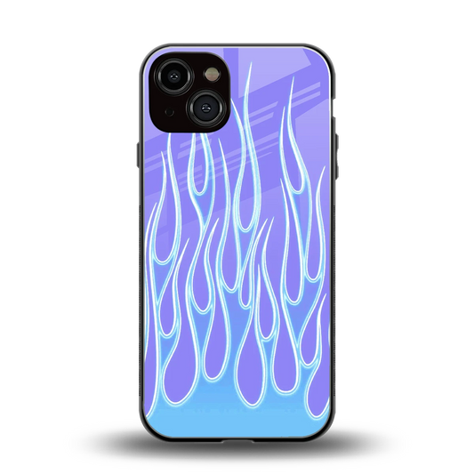 Flames Blue back phone cover | glass case for iphone 14