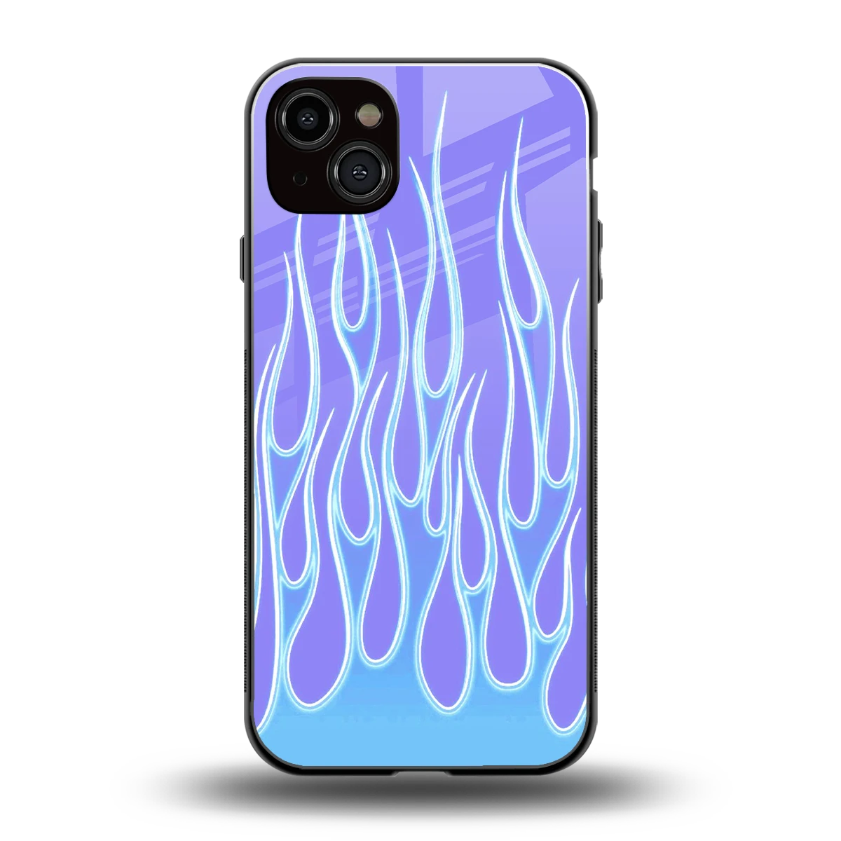 Flames Blue back phone cover | glass case for iphone 14 plus