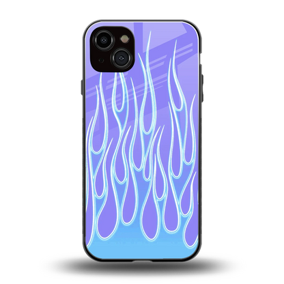 Flames Blue back phone cover | glass case for iphone 14 plus
