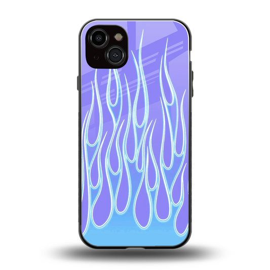Flames Blue back phone cover | glass case for iphone 14 plus