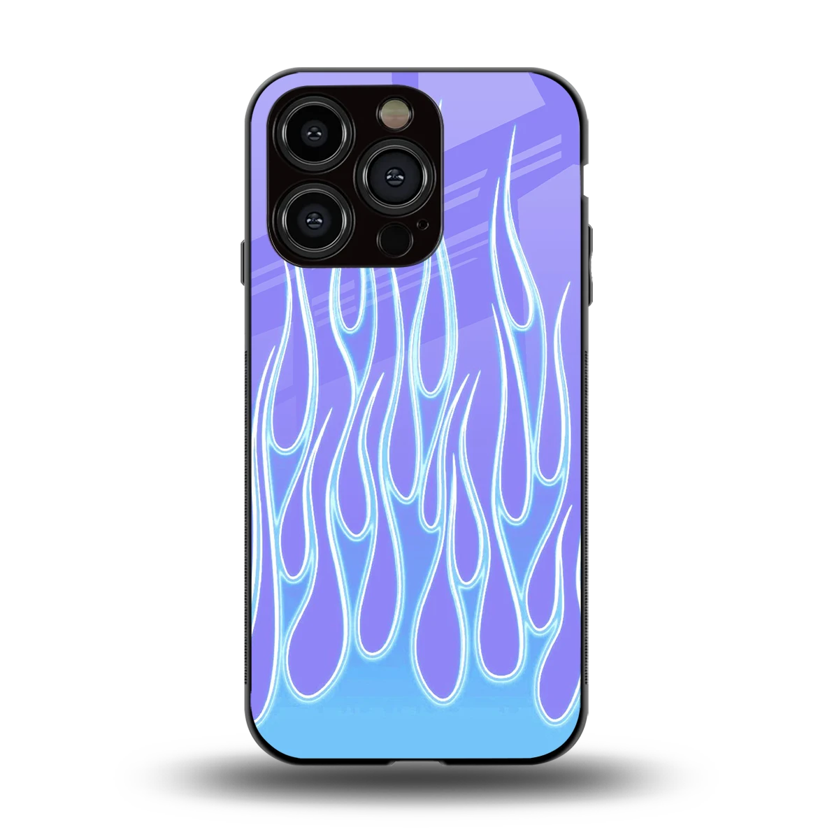 Flames Blue back phone cover | glass case for iphone 15 pro
