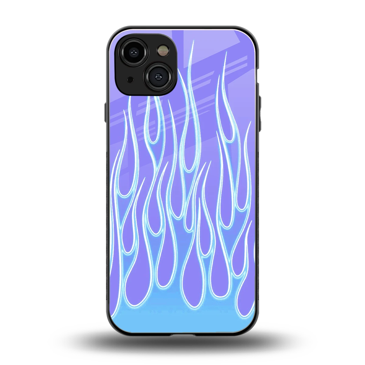 Flames Blue back phone cover | glass case for iphone 15