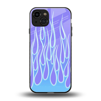 Flames Blue back phone cover | glass case for iphone 15