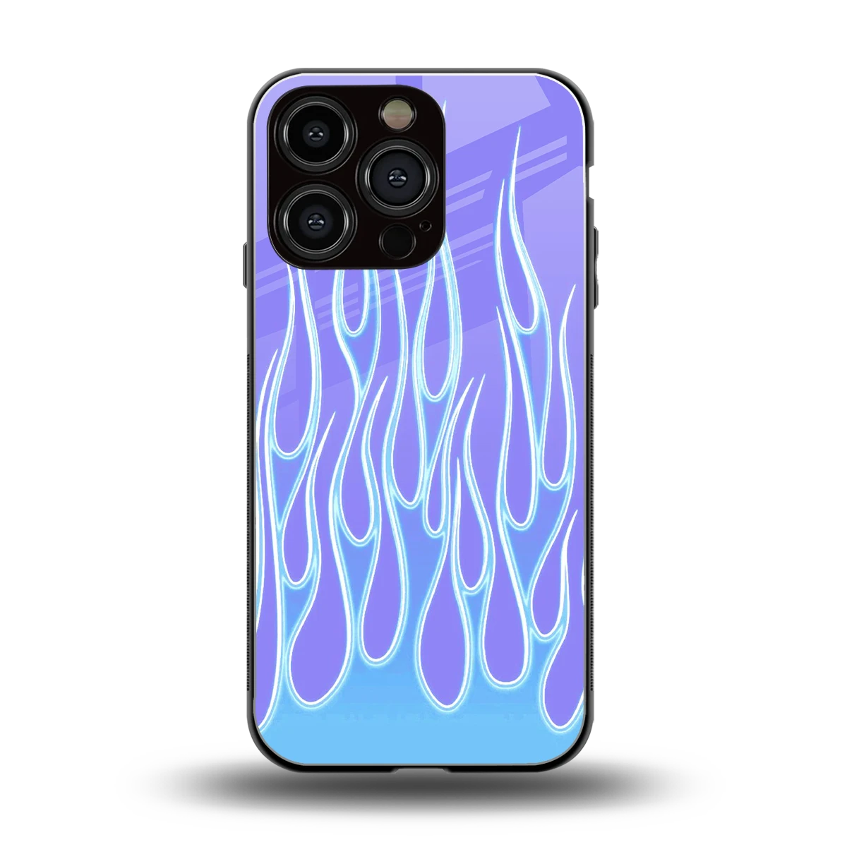 Flames Blue back phone cover | glass case for iphone 16 pro