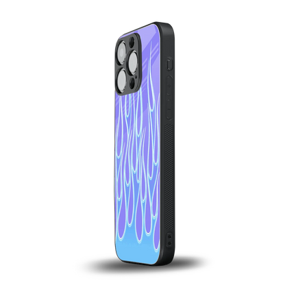 Flames Blue iphone 16 pro mobile cover | shockproof glass phone case