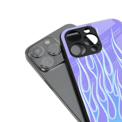 Flames Blue stylish phone case for iphone 15 pro max | glossy glass and slim fit