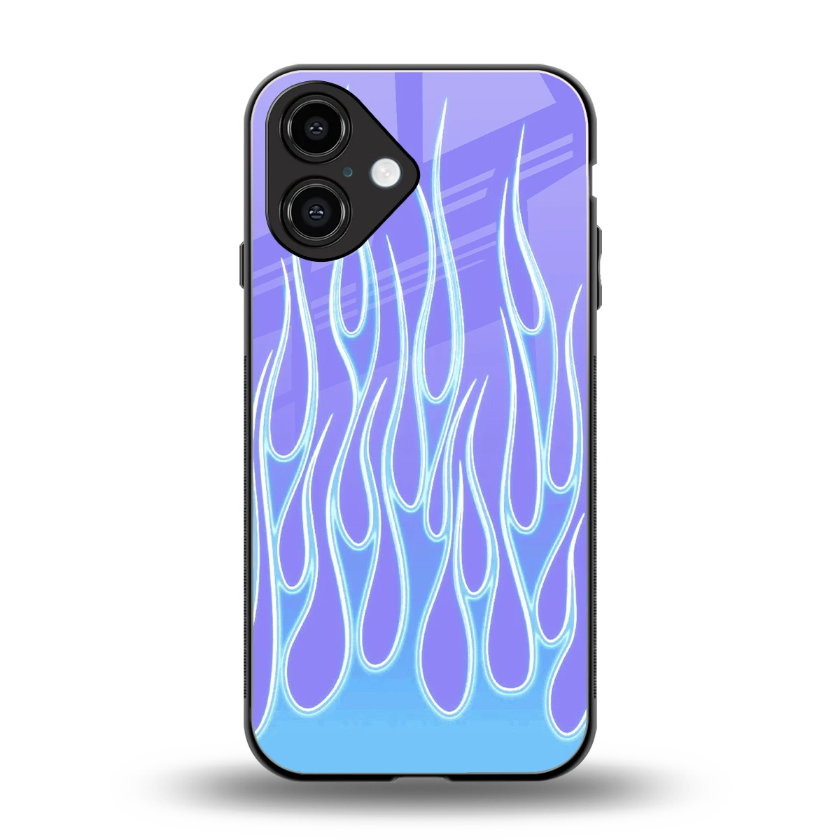 Flames Blue back phone cover | glass case for iphone 16