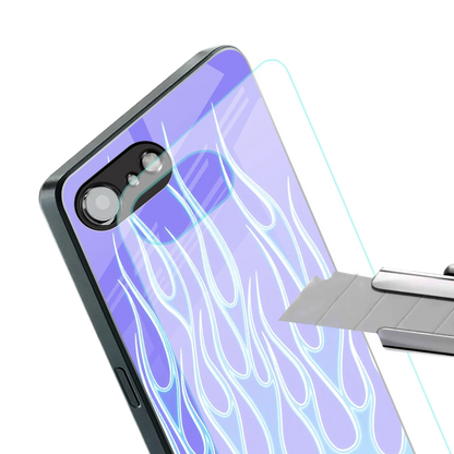 Flames Blue stylish phone case for iphone 16e | glossy glass and slim fit